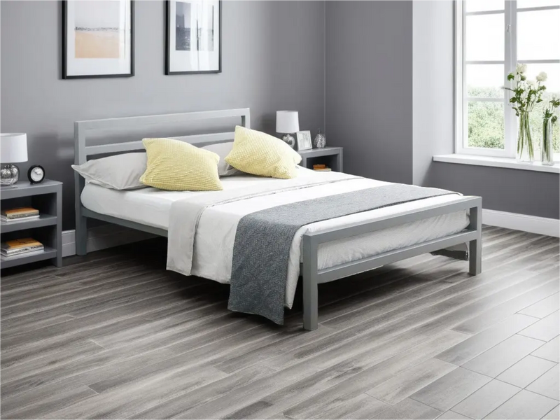 Eaton Mesh Metal Bed Frame in Grey (Heavy Duty)