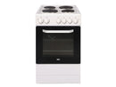Freestanding 50cm Single Cavity White Electric Cooker With 4 Zone Plate Hob - White