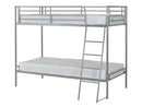 Brandon Metal Bunk Bed in Silver with Essential Mattresses