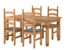 Corona Dining Set with 4 Chairs in Distressed Waxed Pine