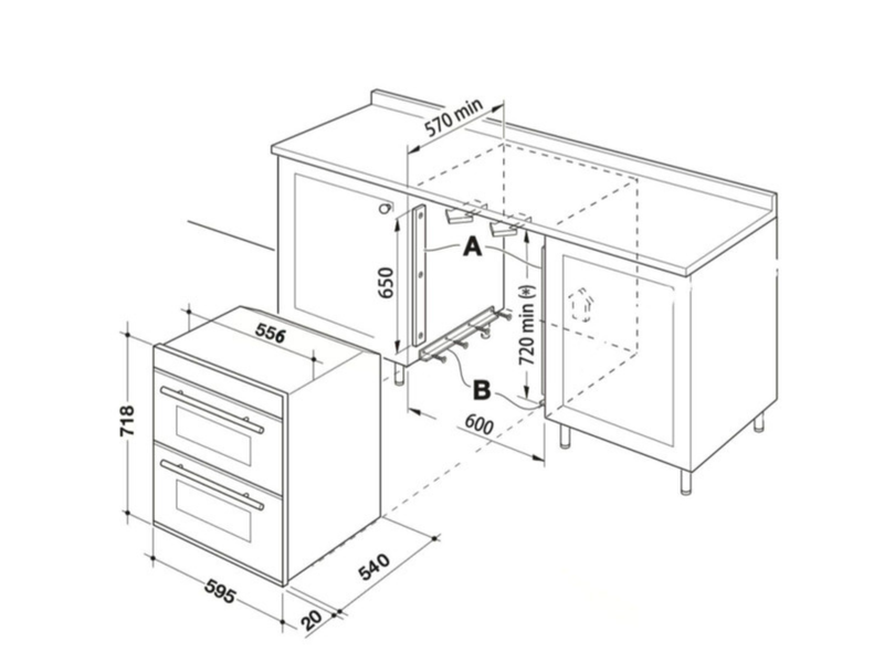 60cm Stainless Steel Built Under Electric Double True Fan Oven
