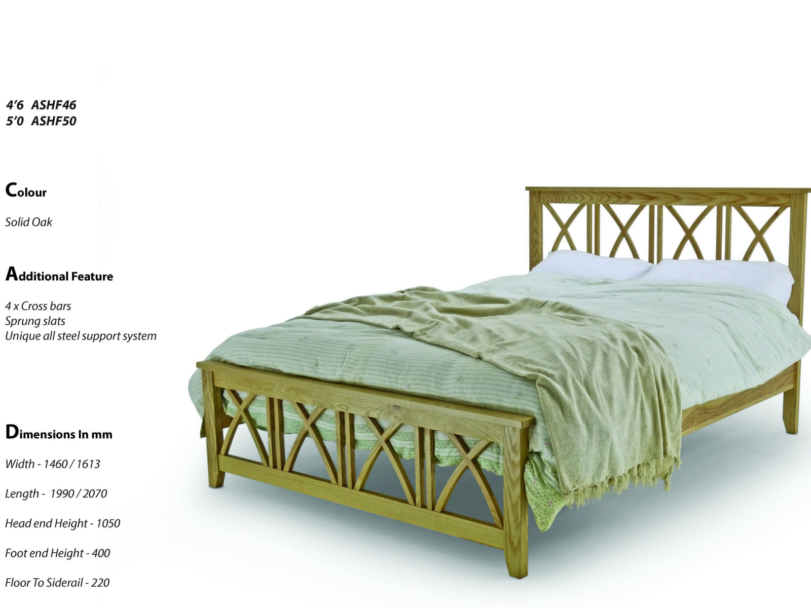 Asha Contract Bed Frame in Solid Oak