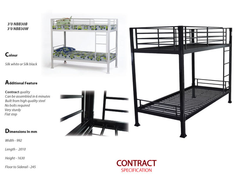 Gosport Heavy Duty Metal Bunk Bed in Grey