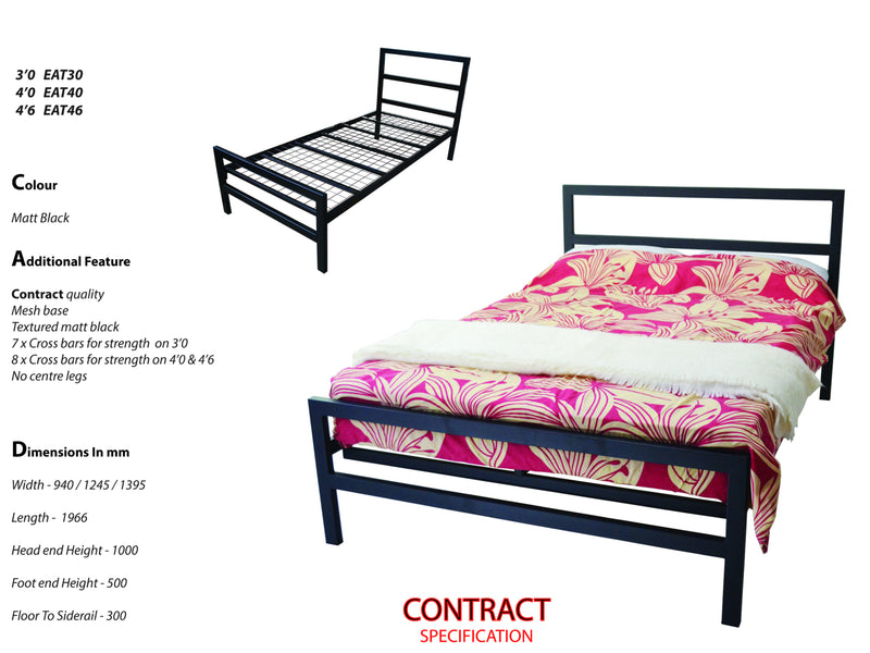 Eaton Mesh Metal Bed Frame in Black (Heavy Duty)