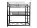 Contract No Bolt Heavy Duty Triple 3 Tier Metal Bunk Bed in Black
