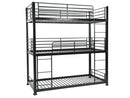 Contract No Bolt Heavy Duty Triple 3 Tier Metal Bunk Bed in Black