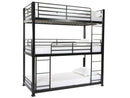 Contract No Bolt Heavy Duty Triple 3 Tier Metal Bunk Bed in Black