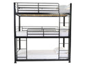 Contract No Bolt Heavy Duty Triple 3 Tier Metal Bunk Bed in Black