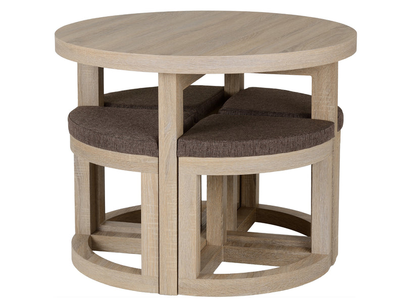 Cambourne Stowaway Dining Set - Sonoma Oak Effect Veneer/Brown Linen Fleck