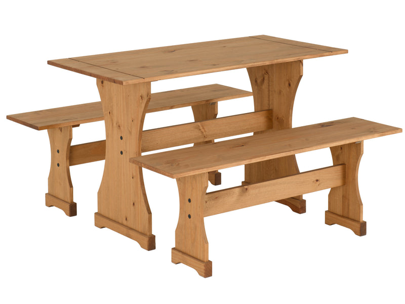 Corona 4 Seater Dinette Set in Distressed Waxed Pine
