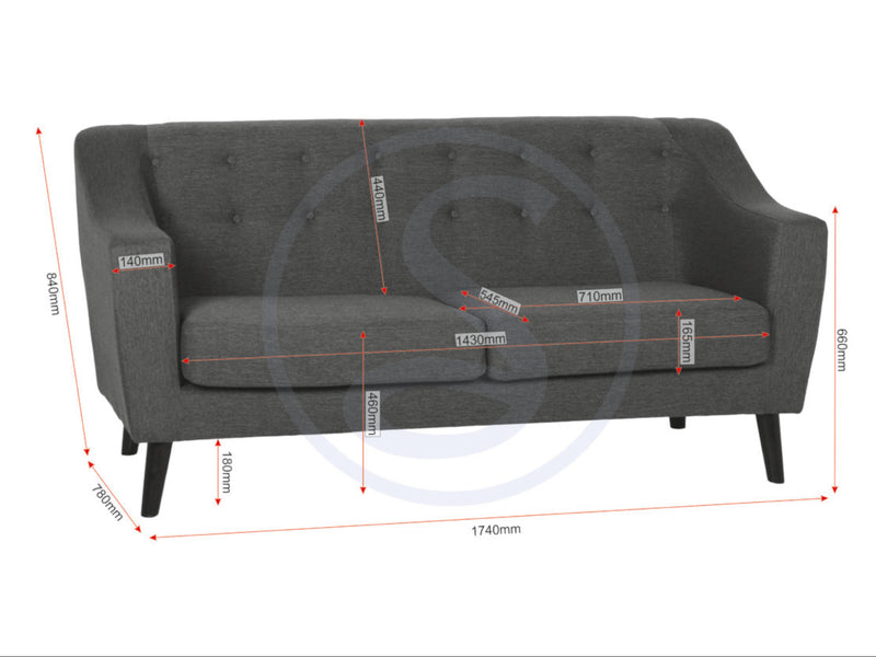Ashley Sofa in Dark Grey Fabric