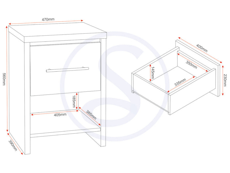 Seville Bedroom Furniture Black Gloss and Oak Effect