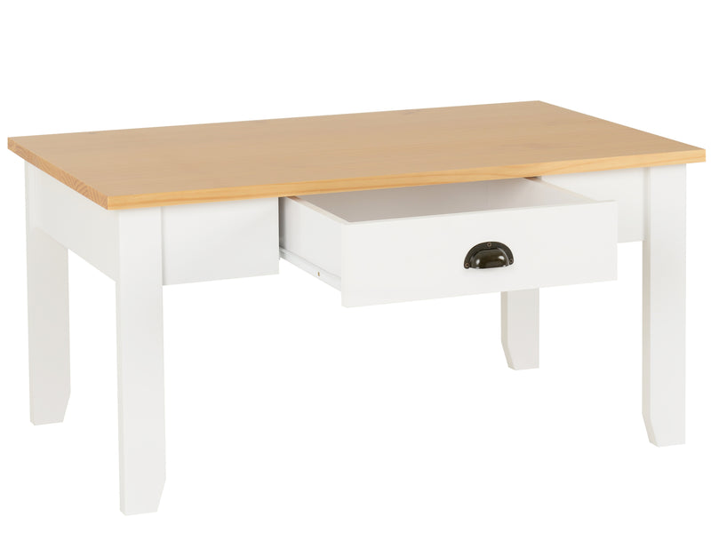 Ludlow 1 Drawer Coffee Table White/Oak Lacquer