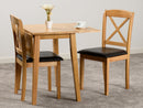 Mason 2 Seater Drop Leaf Dining Set in Oak/Brown Faux Leather