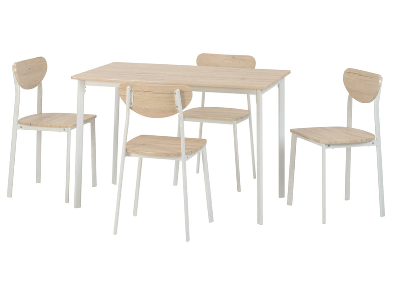 Riley Large Dining Set in White/Light Oak Effect Veneer