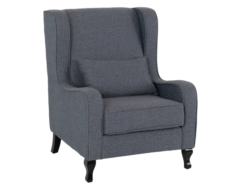 Sherborne High Back Chair & Foot Stool in Slate Blue Fabric