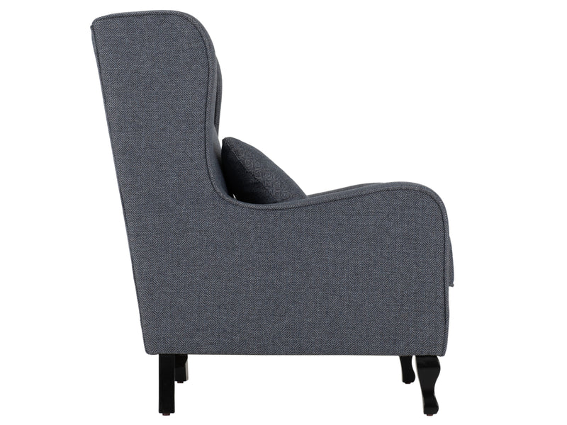 Sherborne High Back Chair & Foot Stool in Slate Blue Fabric
