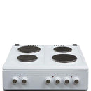 Freestanding 60cm Single Cavity Electric Cooker With 4 Zone Solid Plate Hob - White