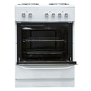 Freestanding 60cm Single Cavity Electric Cooker With 4 Zone Solid Plate Hob - White