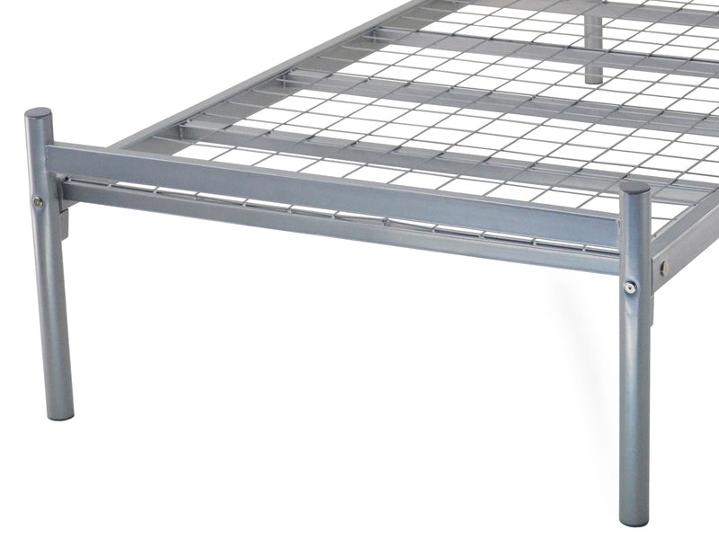 Contract Mesh Metal Bed Frame in Silver (Heavy Duty)