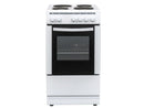 Freestanding 50cm Single Cavity White Electric Cooker With 4 Zone Plate Hob - White
